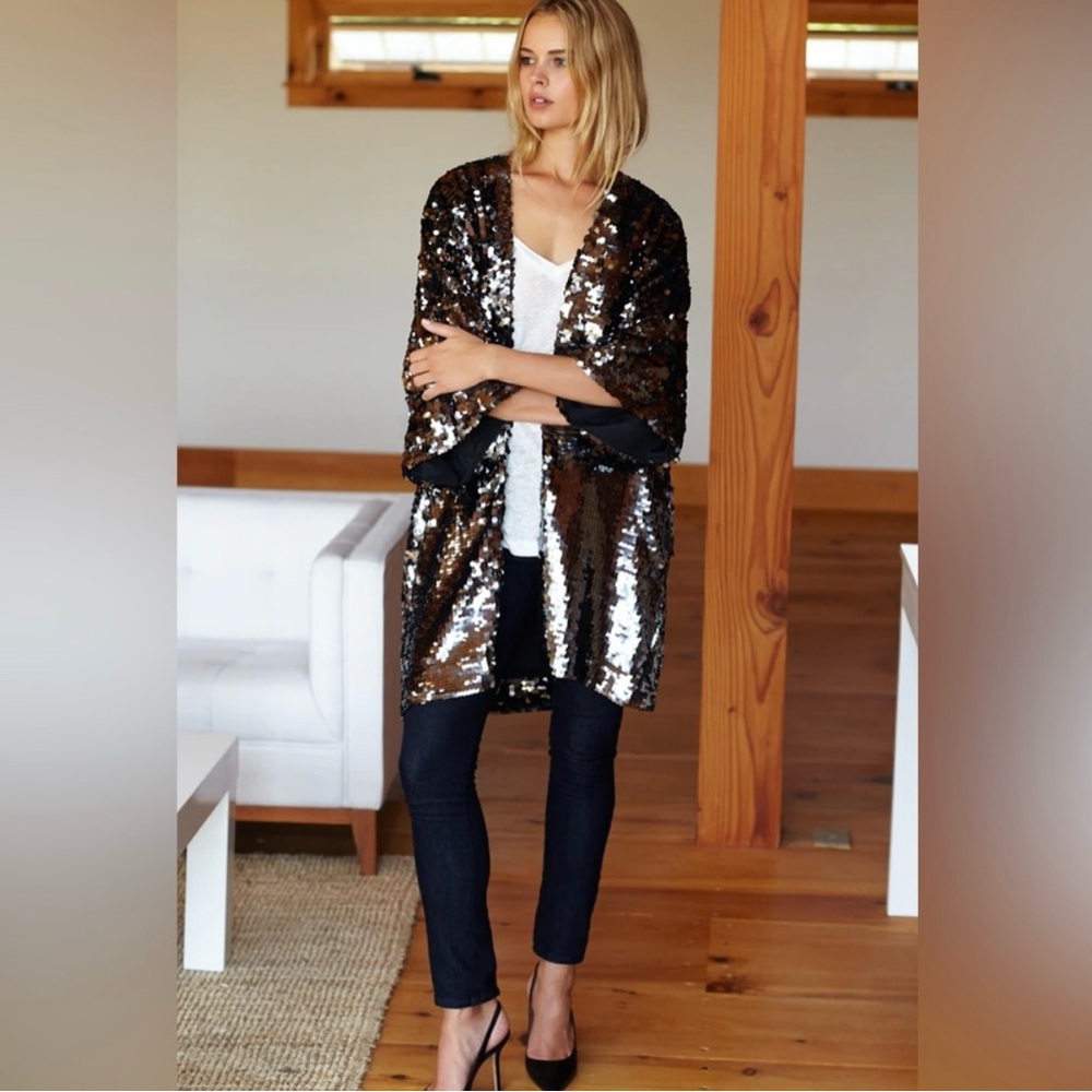 Emerson Fry Black and Silver Sequin Blazer